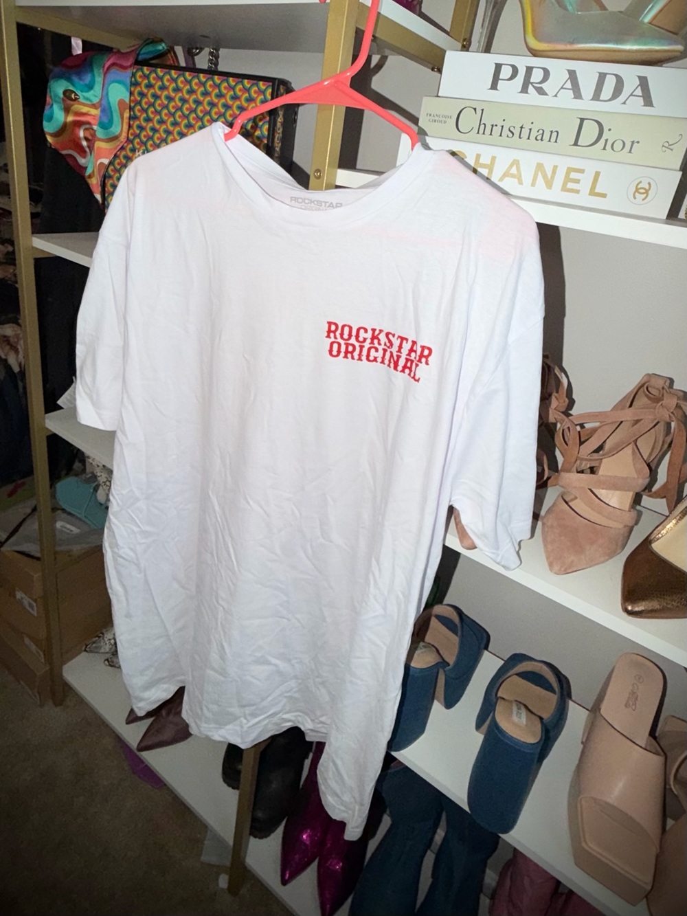 Rockstar Original White Red Graphic T-Shirt L / XL